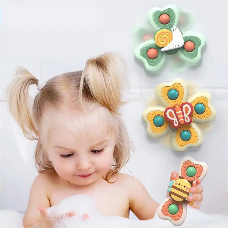 3pcs cartoon baby bath toy bee butterfly snail insect cute rotating fidget spinner toy with suction cup for kids gifts wholesale - V.I.P Digital Presence