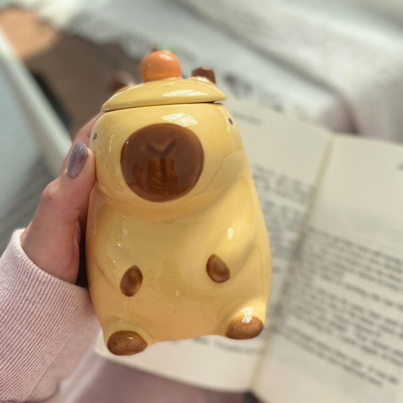 Fun 3D Capybara Mug Pair:3D capybara - designed mugs with handles & lids. A wonderful gift choice for girls. - V.I.P Digital Presence