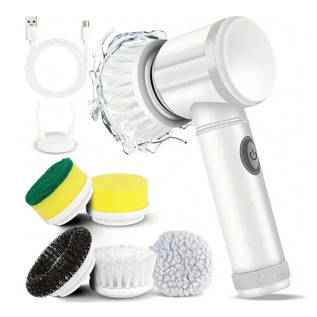 New Electric Spin Scrubber,Bathroom Cleaning Brush Power Scrubber with 5 Replaceable Brush Heads, 5 in 1 Electric Cleaning Brush - V.I.P Digital Presence