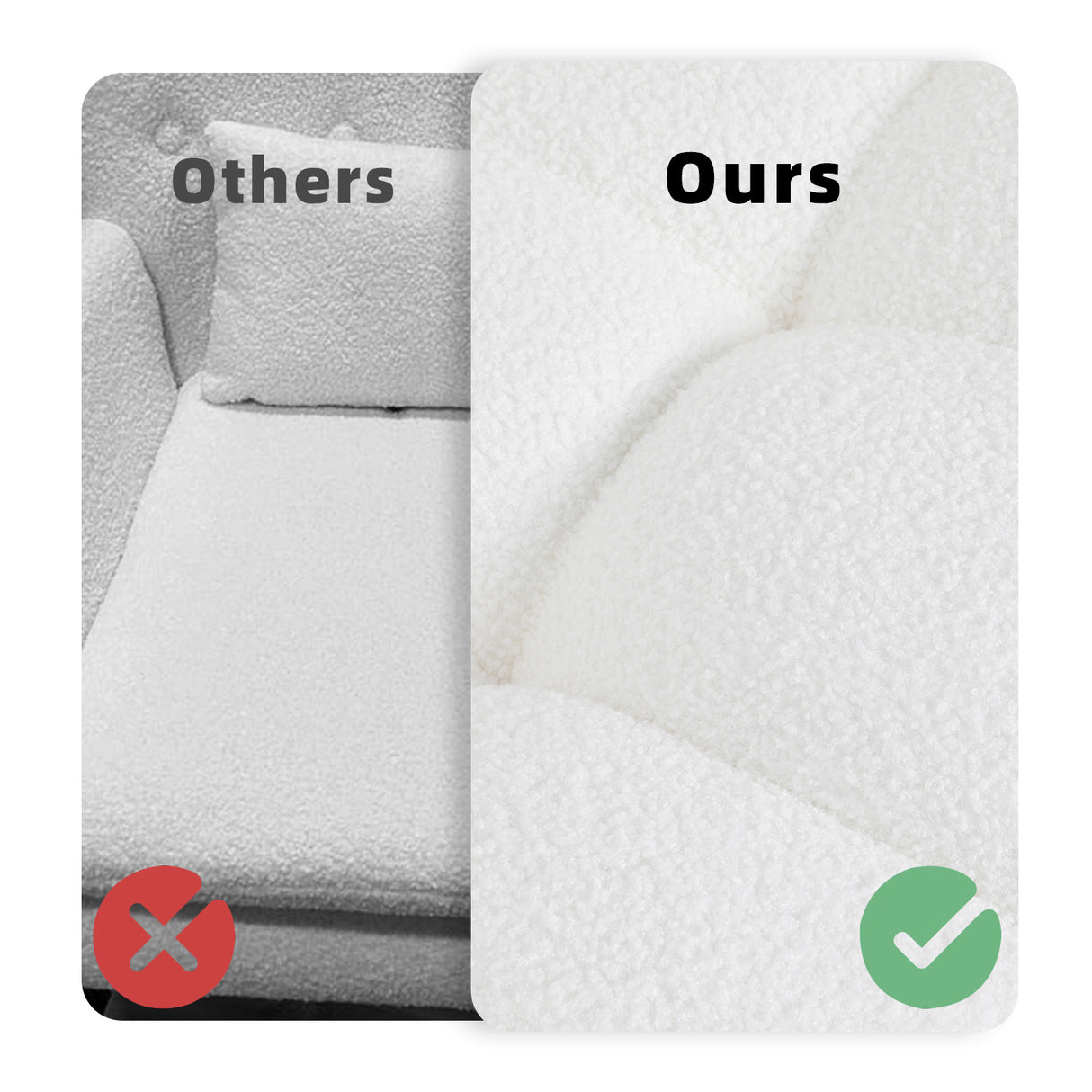 Teddy fabric rocking chair, cushioned rocking chair with high backrest, modern rocking chair, white - V.I.P Digital Presence