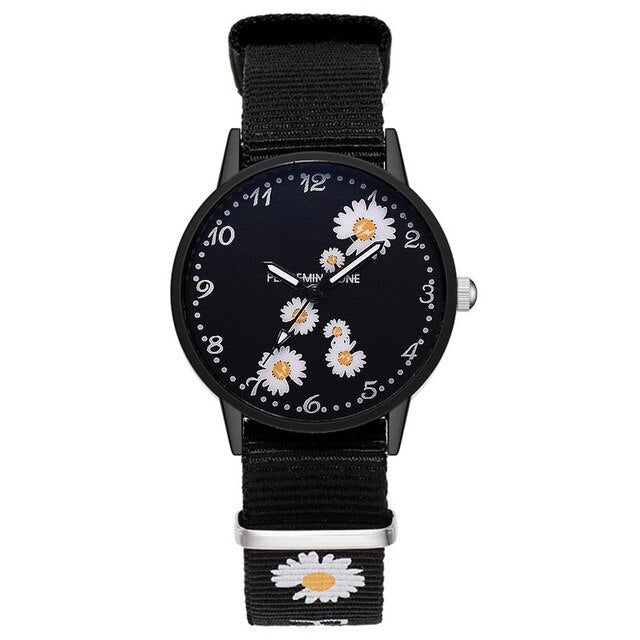 Fashion Daisy Flowers Nylon Band Watches For Women Casual Analog Quartz Wristwatches Women Watches Ladies Clock Relogio Feminino - V.I.P Digital Presence