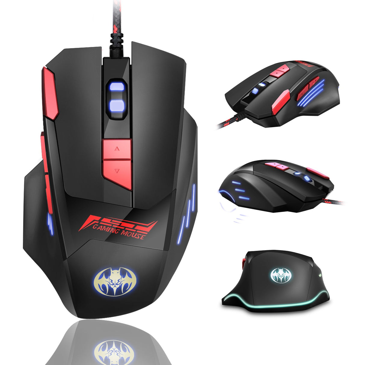 USB wired optical gaming mouse with 8 buttons illuminated breathing light firepower button - V.I.P Digital Presence