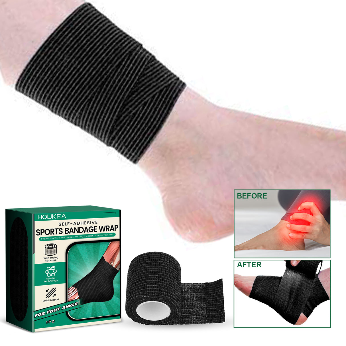 Self-Adhesive Sports Bandage Wrap, Prevent Running Sports Sprain Protection Ankle Joint Ankle Bandage - V.I.P Digital Presence