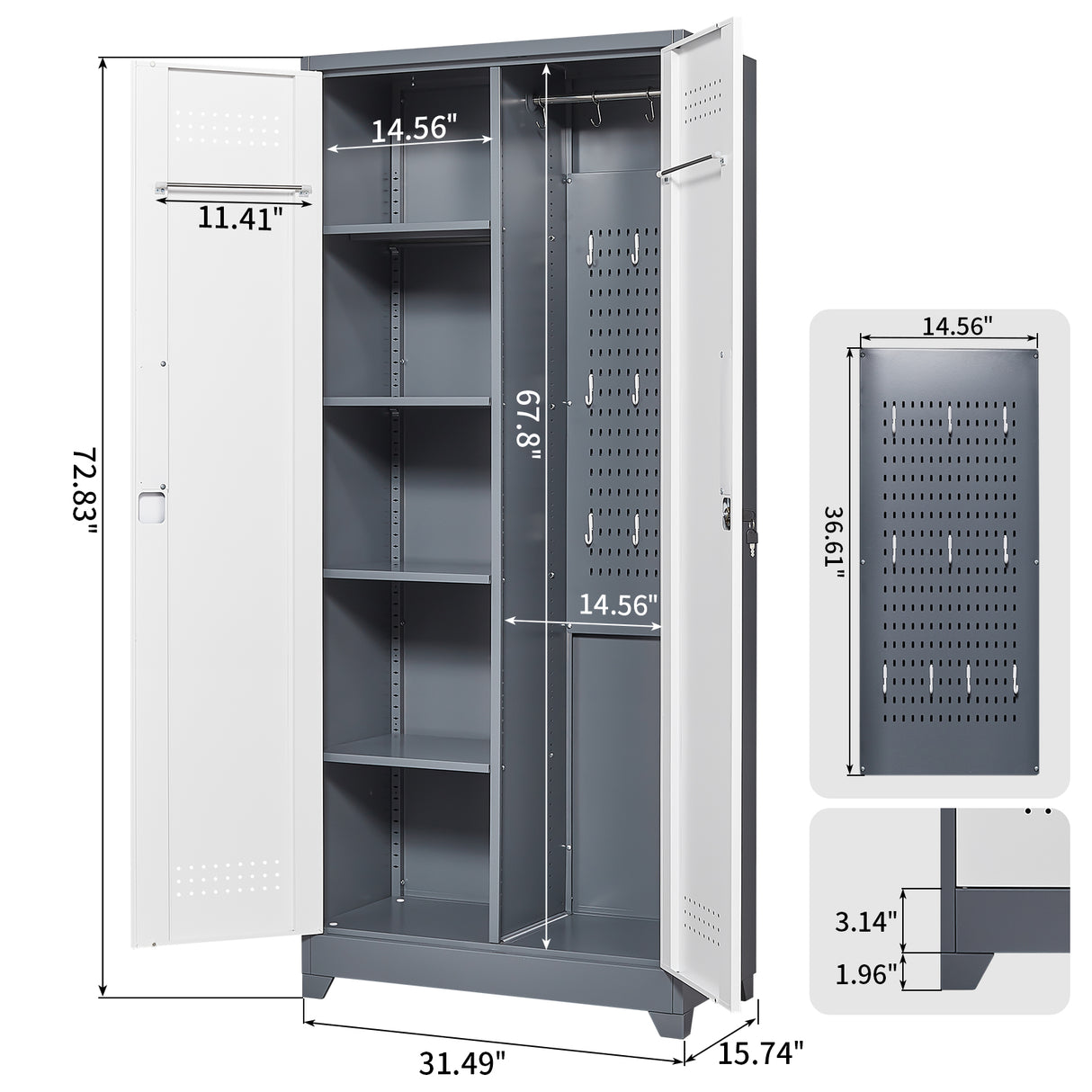 Metal storage cabinets, lockable cleaning tool cabinets, high broom tool organizers, and large storage cabinets in storage store - V.I.P Digital Presence