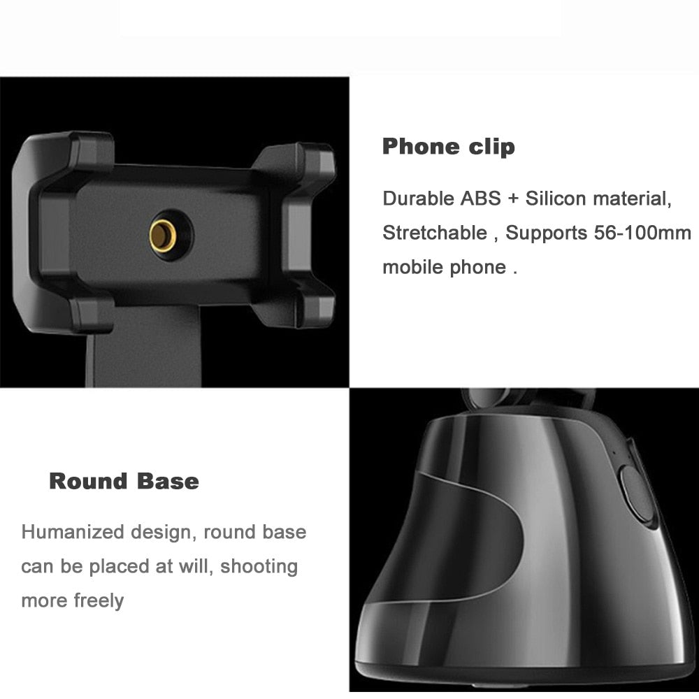 Palo selfie portátil todo en uno con disparo inteligente automático, rotación de 360°, seguimiento facial automático, seguimiento de objetos, soporte para teléfono con cámara para vlogs