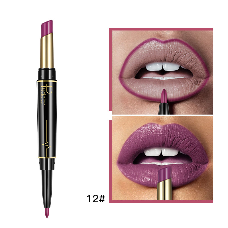 Matte Lipstick Wateproof Double Ended Long Lasting Lipsticks Brand Lip Makeup Cosmetics Nude Dark Red Lips Liner Pencil - V.I.P Digital Presence