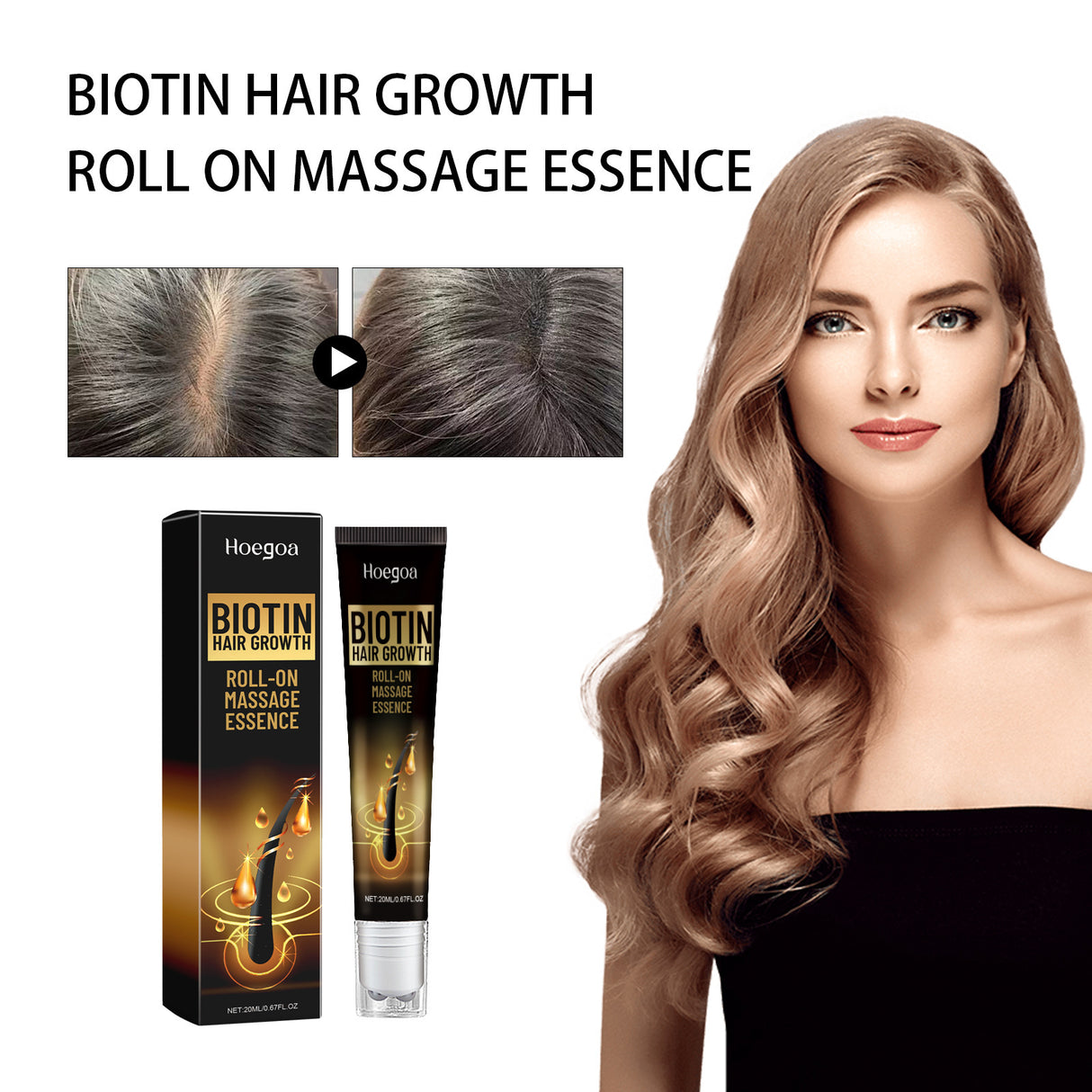 Biotin Hair Growth Roll On Massage Essence, Strong Hair Nourishing Hair Root Repair Dry Hair Essence - V.I.P Digital Presence