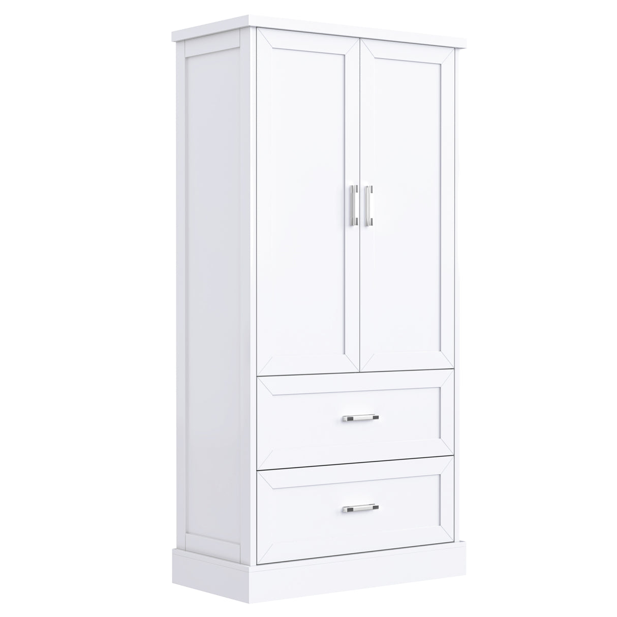 Tall Bathroom Storage Cabinet, Cabinet with Two Doors and Drawers, Adjustable Shelf, MDF Board, White - V.I.P Digital Presence