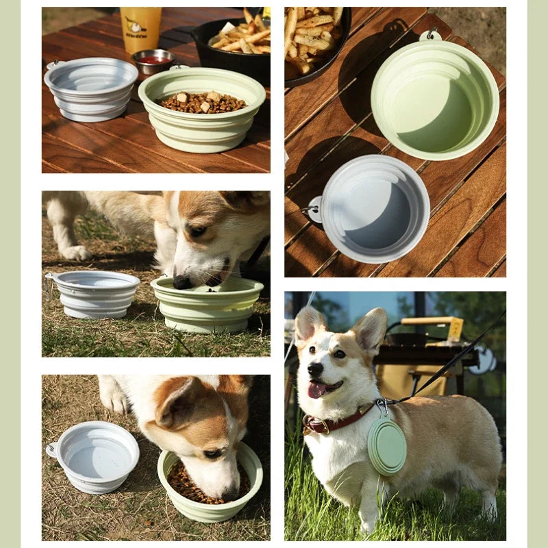 Dog Feeders Folding Silicone Bowl Outdoor Travel Foldable Portable Cat Dog Food Water Container Feeding Tray Bowl Pet Supplies - V.I.P Digital Presence