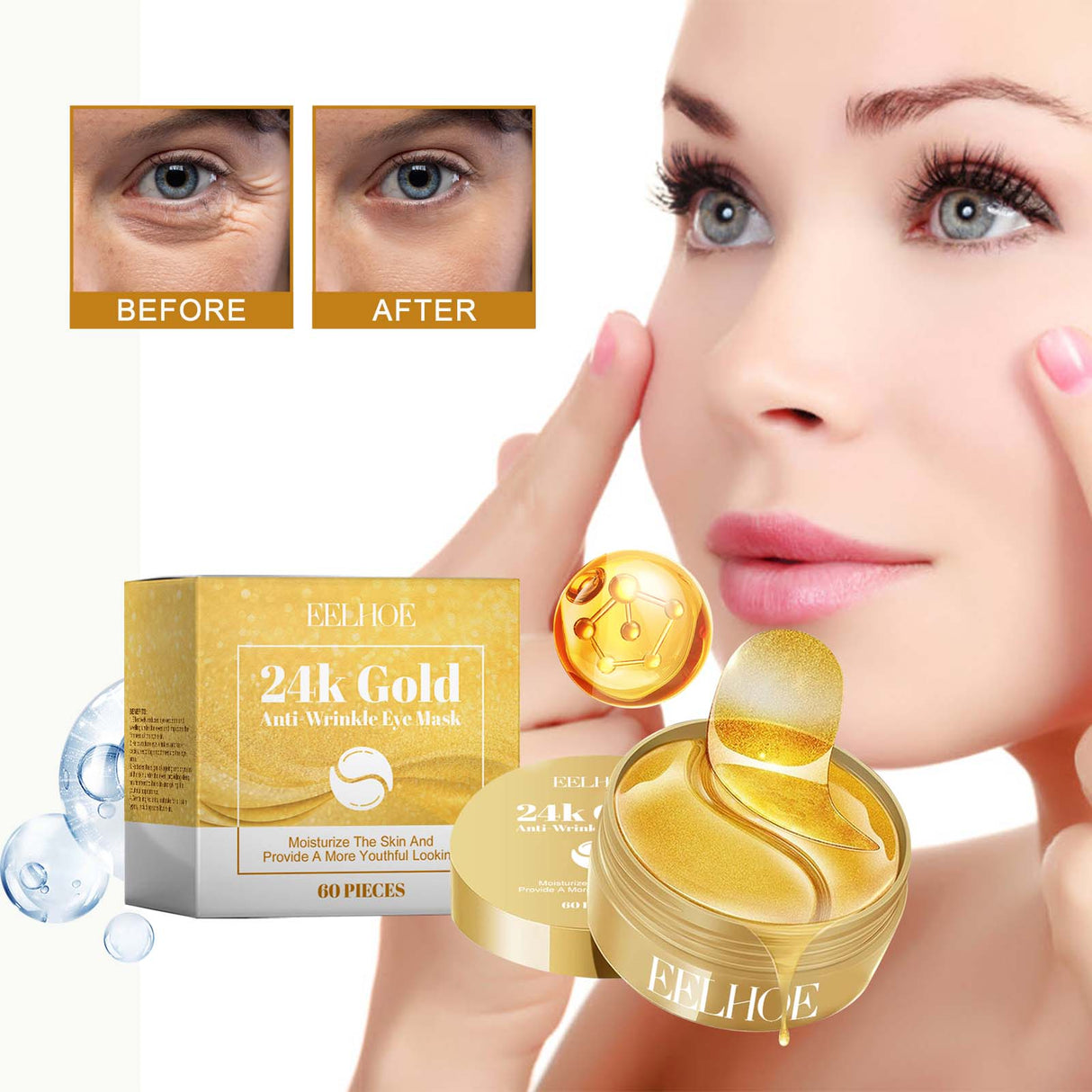 24K Gold Anti-Wrinkle Eye Mask, Moisturizing And Improving Eye Lines Brightening And Moisturizing Eye Skin Eye Care - V.I.P Digital Presence