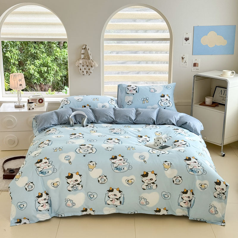 Cartoon Four-Piece Set Fresh Autumn and Winter Single Student Dormitory Bedding Sheet Three-Piece Set Single Quilt Cover - V.I.P Digital Presence