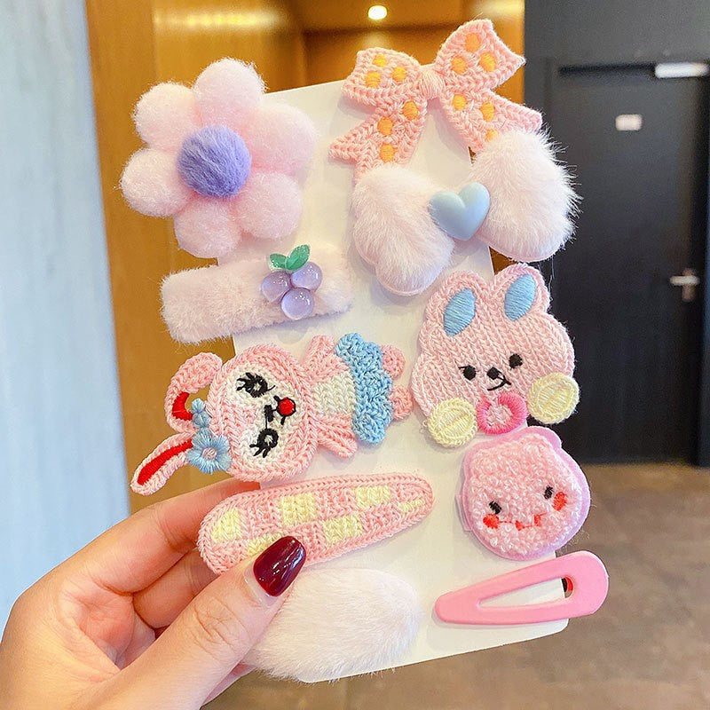 Milk Coffee Color Children's Plush Hairpin Net Red Bangs Side Hair Clip Autumn And Winter Lovely Japanese Clip - V.I.P Digital Presence