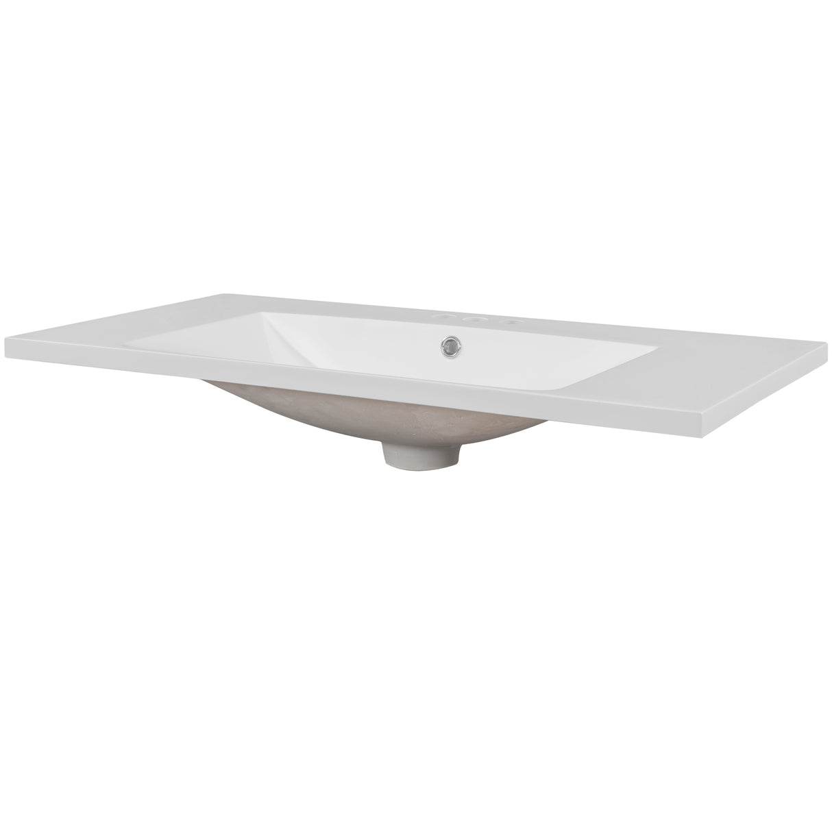 36" Single Bathroom Vanity Top with White Basin, 3-Faucet Holes, Ceramic, White - V.I.P Digital Presence