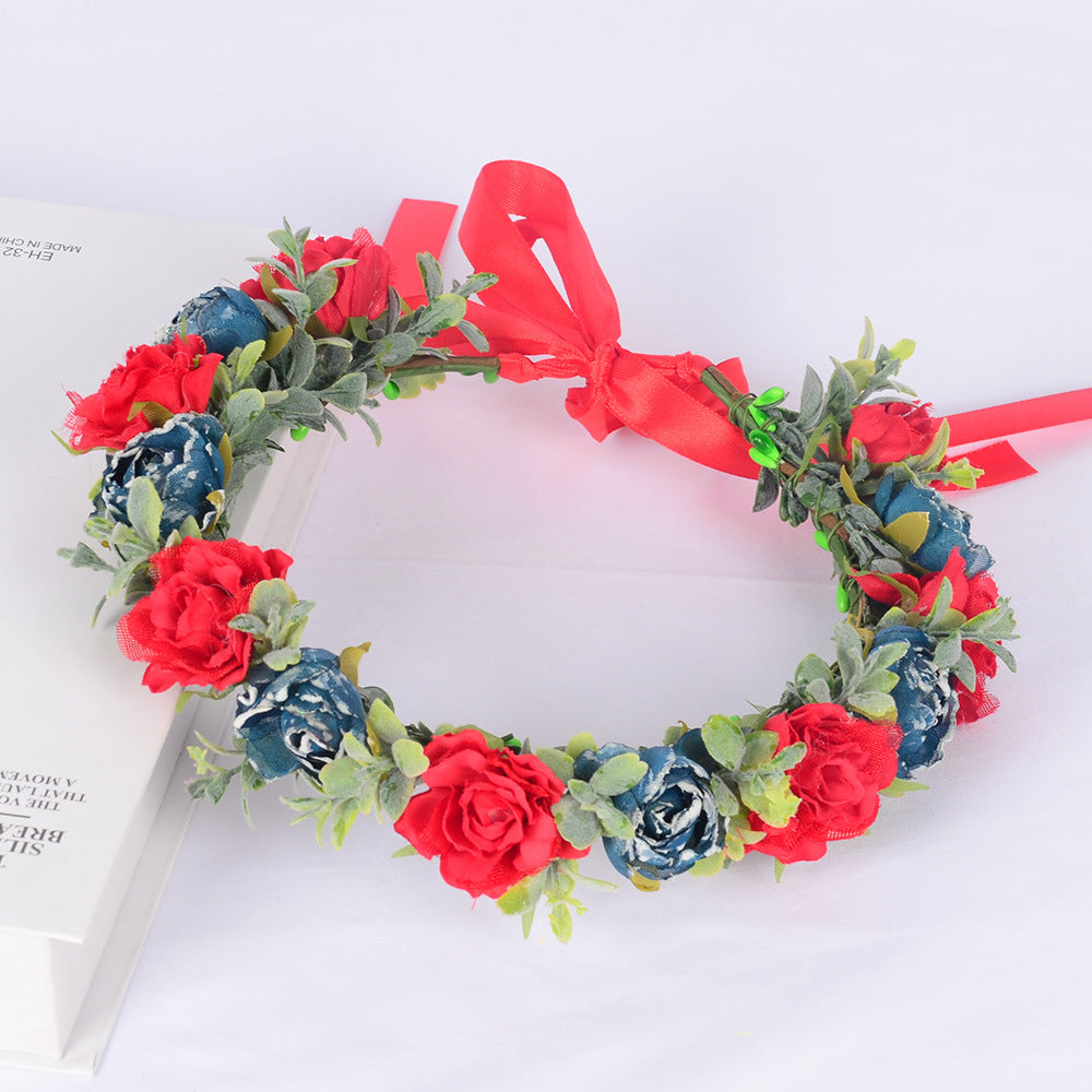 Flower garland super fairy bridal headpiece handmade simulation flower fairy headpiece wedding photography hair accessory - V.I.P Digital Presence