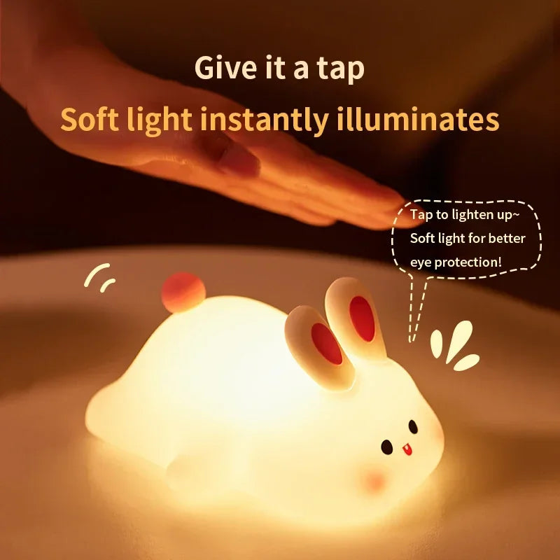 Silicone Night Lights Cute Rabbit Patting Lamp Rechargeable Timing Sleeping Night Lamp Holiday Party Decor Kids Gift Night Light - V.I.P Digital Presence