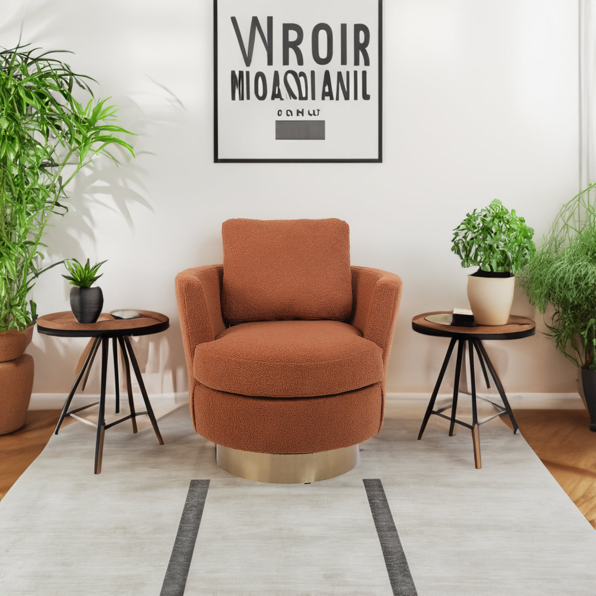 Rotating bucket chair comfortable circular sofa chair in living room, 360 degree rotating bucket club chair (Yellow)