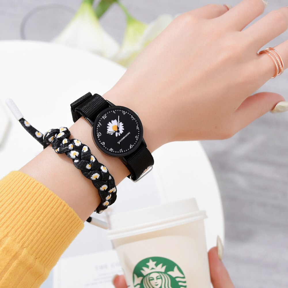 Fashion Daisy Flowers Nylon Band Watches For Women Casual Analog Quartz Wristwatches Women Watches Ladies Clock Relogio Feminino - V.I.P Digital Presence