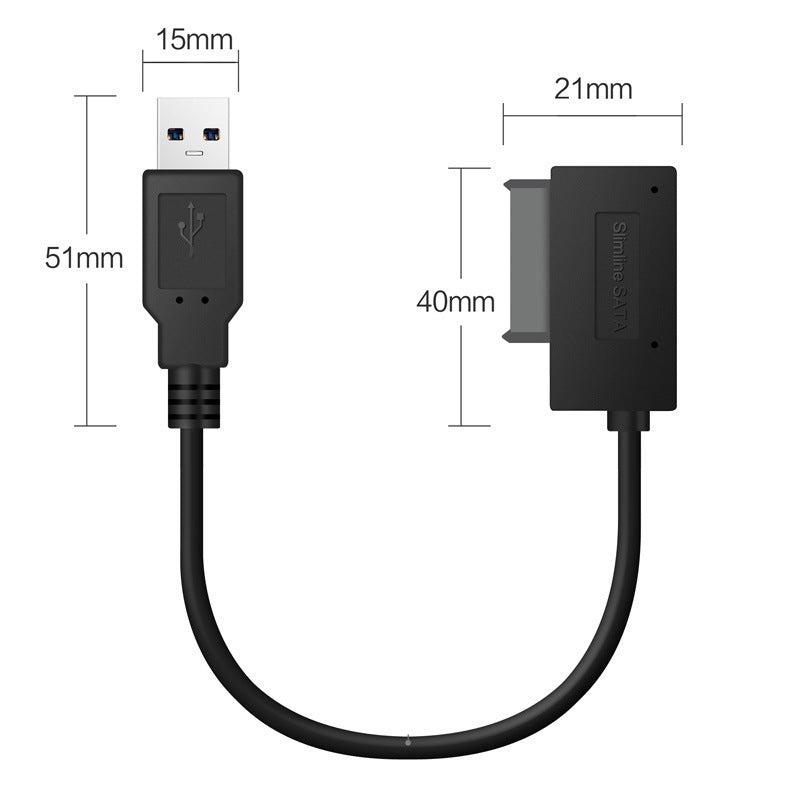 Notebook optical drive cable SATA to USB adapter cable 6+7P SATA to USB 2.0 easy drive cable adapter box - V.I.P Digital Presence