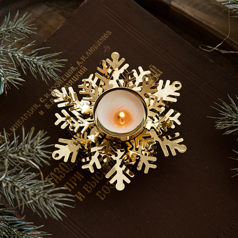 Christmas Golden Iron Candlestick Desktop Decoration Christmas Day Snowflake Decorations Table Arrangement - V.I.P Digital Presence
