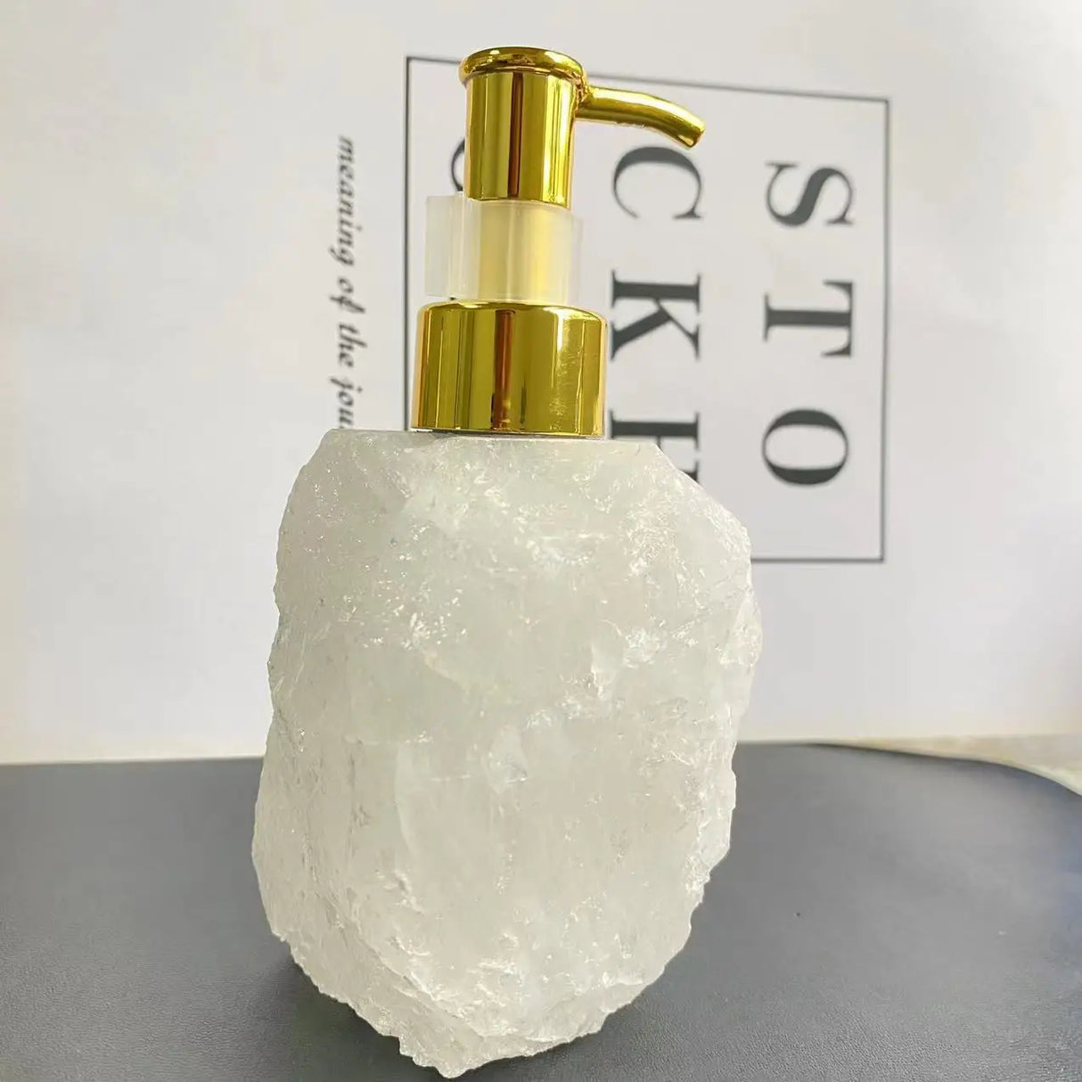 1 PCS Natural Pink Crystal Stone Press Bottle Dispenser 30ml Liquid Dispenser Shower Gel Wash Light Luxury Bathroom Accessory - V.I.P Digital Presence