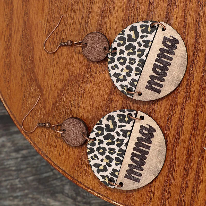 Wooden Leopard Round Shape Earrings - V.I.P Digital Presence