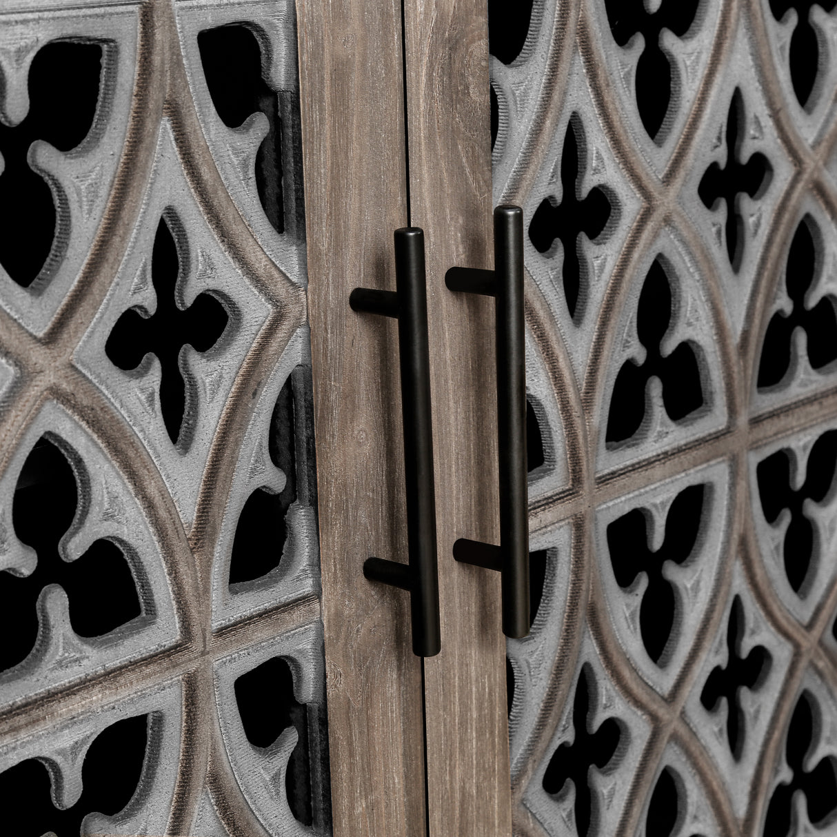 Hollow Four Door Antique Cabinet, American Country Style, Suitable for Living Room, TV Cabinet, Kitchen (Brown) - V.I.P Digital Presence