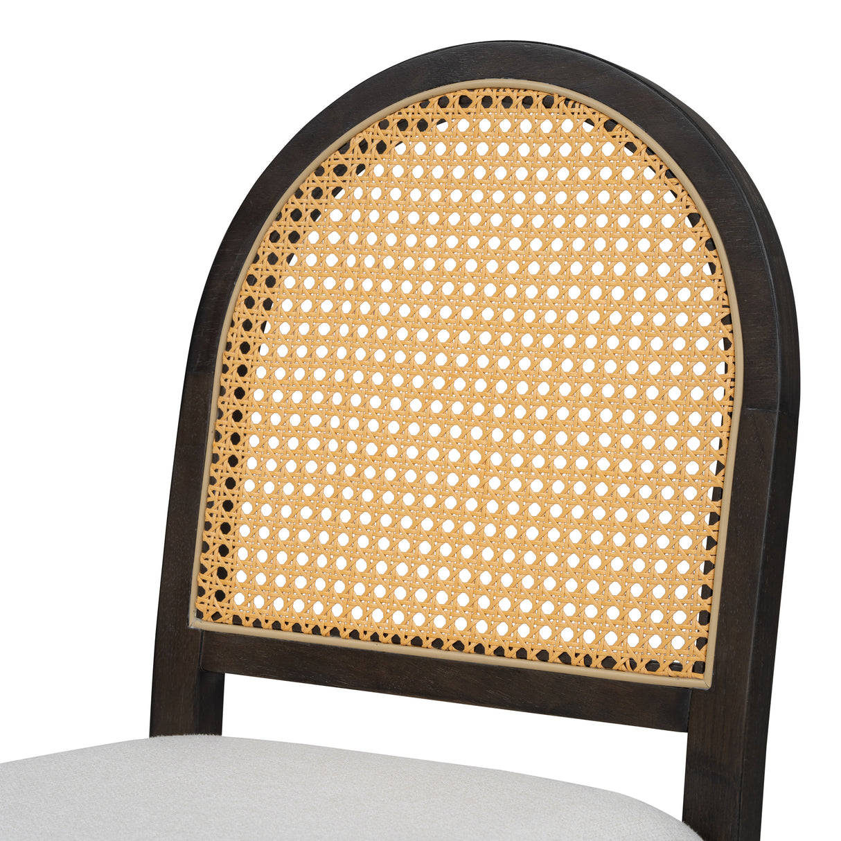 TREXM 5-piece retro functional cutlery set with 1 expandable dining table and 4 cushioned chairs with rattan backrests (espresso - V.I.P Digital Presence