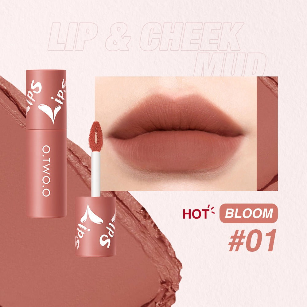O. TWO. O Lip Clay Matte Face Lip And Cheek Dual-Use Powder Blusher Lipstick Air Lip Glaze Does Not Stick To Cup Lip Color 9144 - V.I.P Digital Presence
