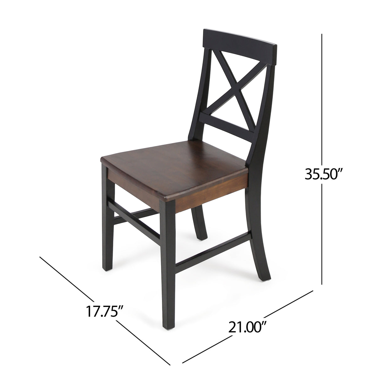 Roshan Farmhouse Acacia Wood Dining Chairs, Black / Walnut (Set of 2) - V.I.P Digital Presence