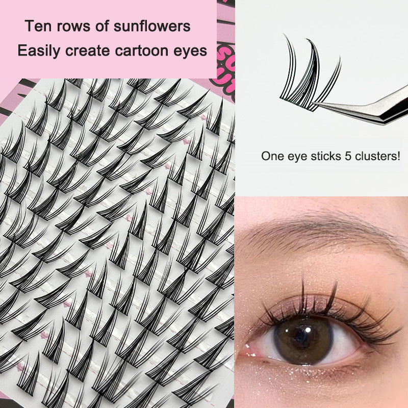 Large-capacity self-grafting eyelashes cartoon pure desire simulation natural single cluster butterfly girl 10 rows of sunflower - V.I.P Digital Presence