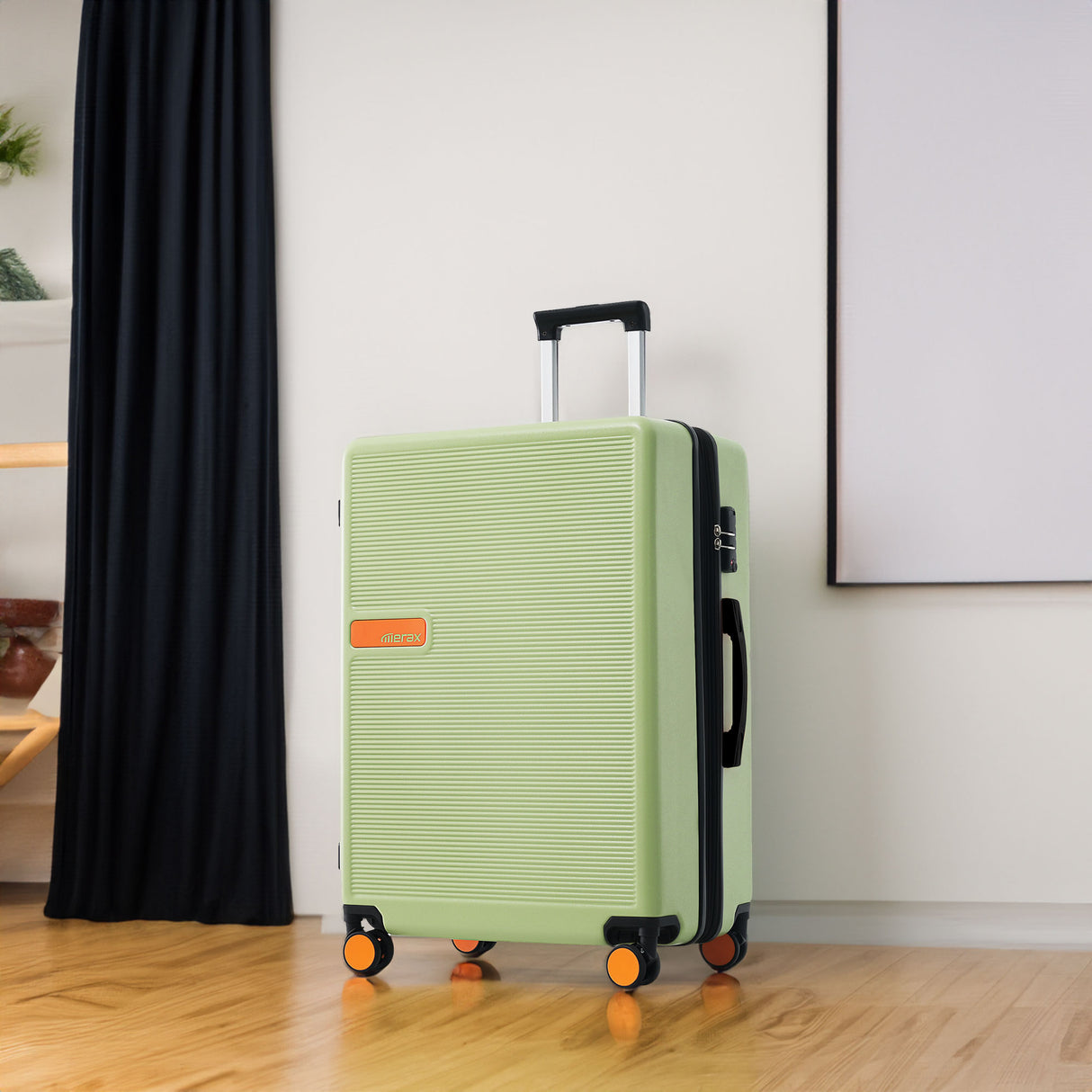 Contrast Color Hardshell Luggage 24inch Expandable Spinner Suitcase with TSA Lock Lightweight Green + ABS