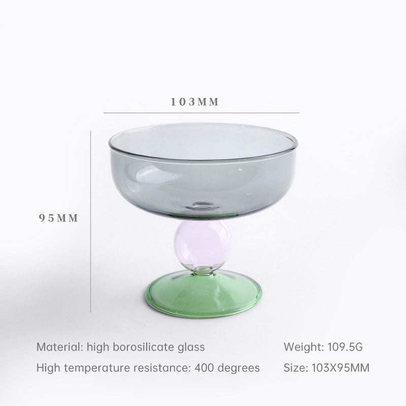 Household heat-resistant cute stained glass bowl tall dessert bowl sugar bowl household taro round ice cream bowl yogurt bowl - V.I.P Digital Presence