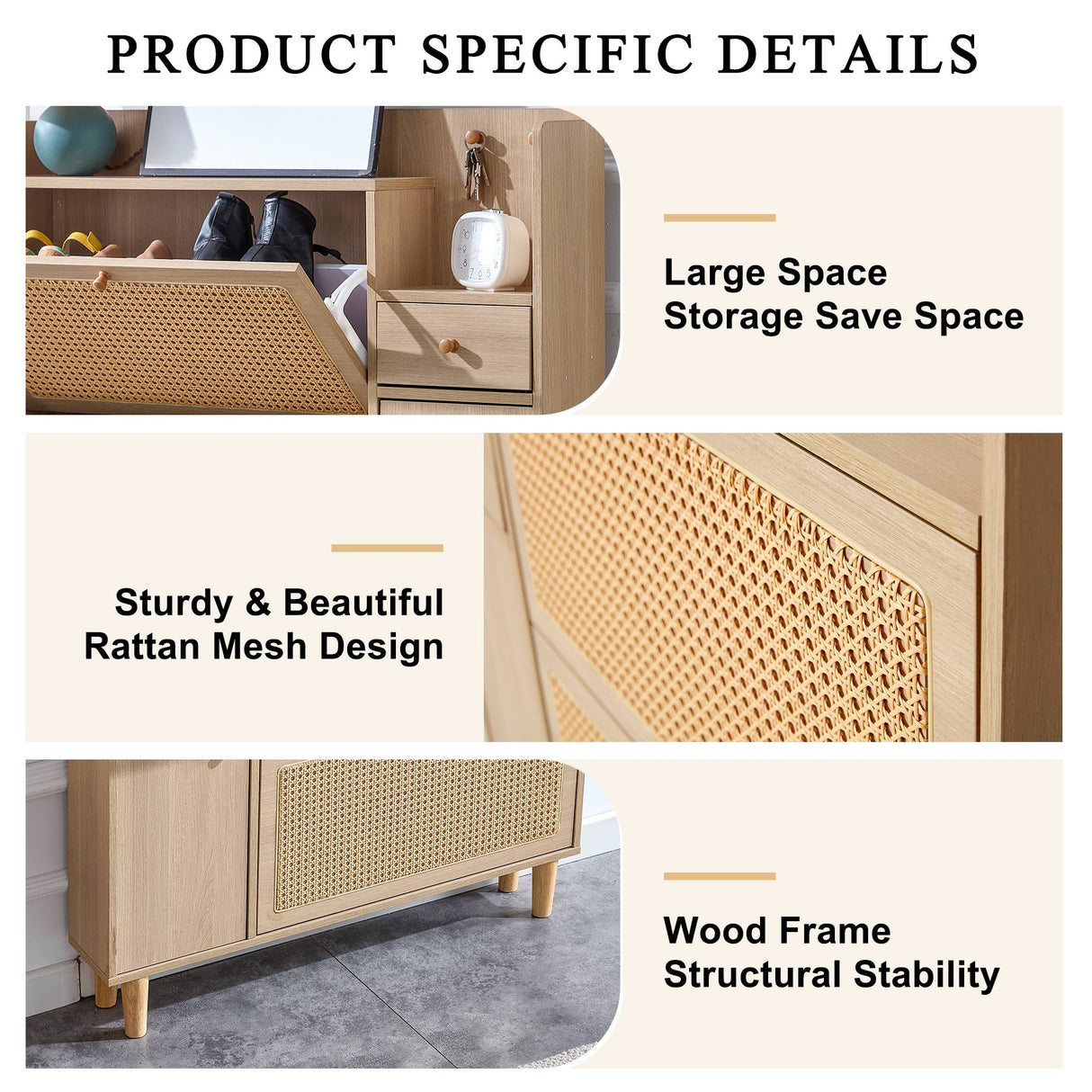 Modern minimalist storage cabinet MDF bed top cabinet Japanese rattan shoe cabinet, small home furniture - V.I.P Digital Presence