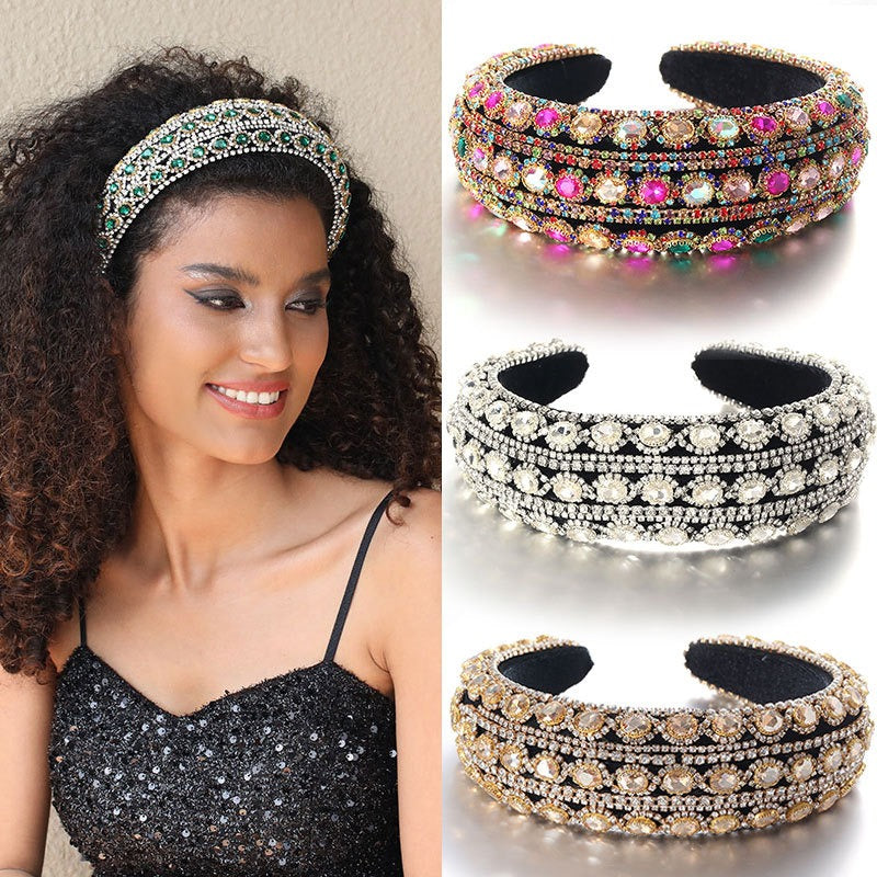 Heavy craftsmanship Baroque crystal headband with retro glass inlaid diamond hair accessories - V.I.P Digital Presence