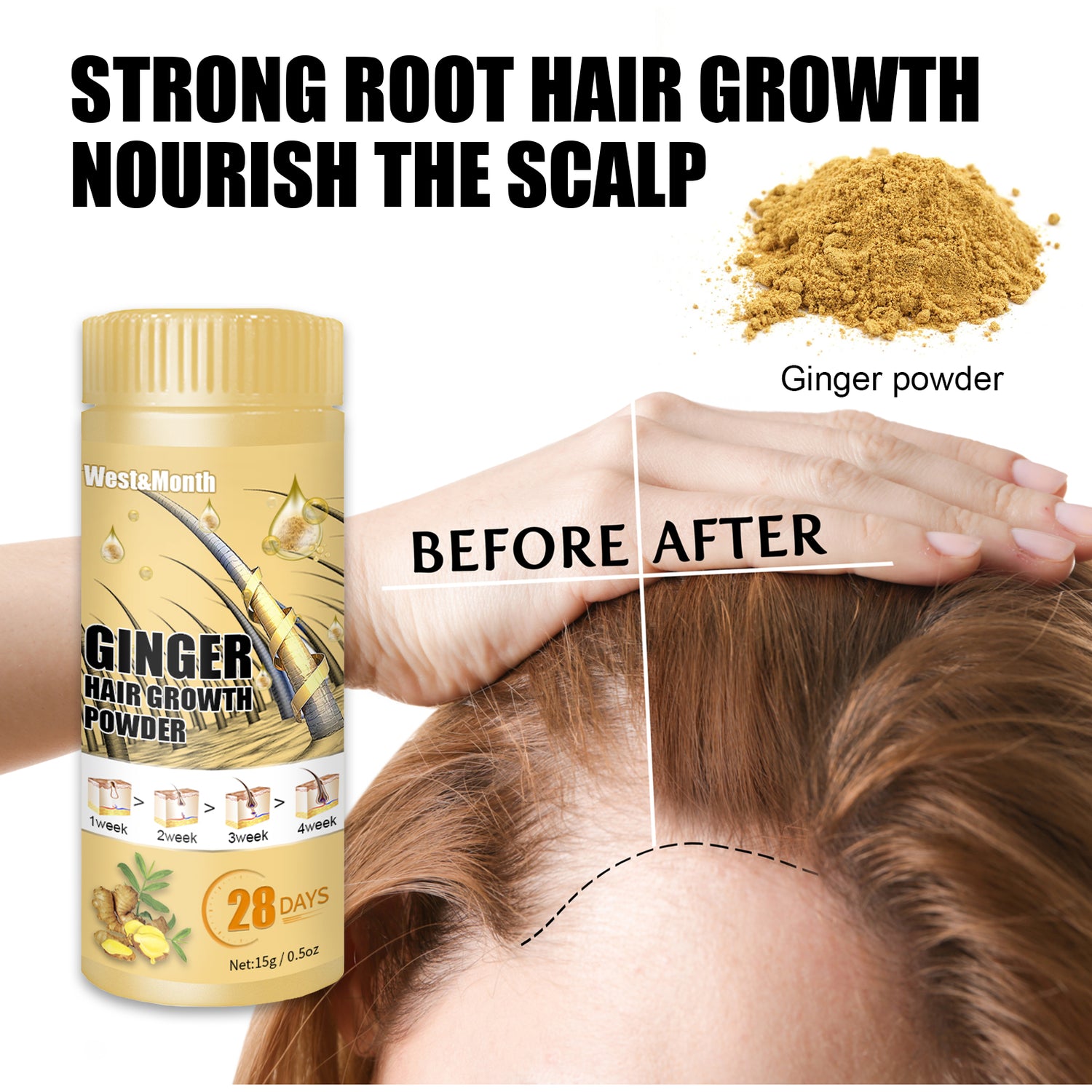 Ginger Powder, Hair Root Treatment Moisturizes and thickens hair, Strengthens and prevents hair loss - V.I.P Digital Presence