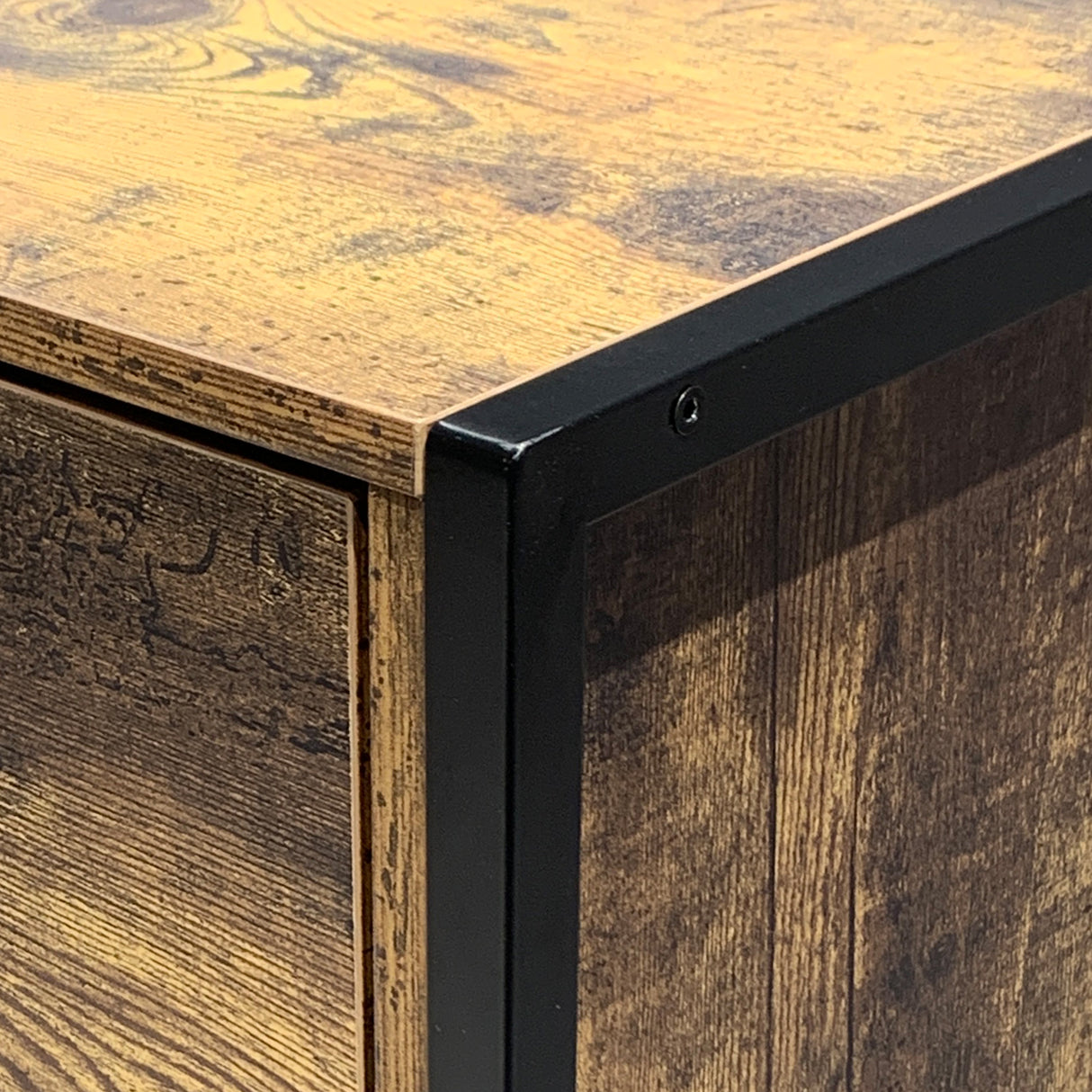 Industrial Style 6 Drawer Double Dresser Rustic Brown Wood Storage Dresser Clothes Organizer with Sturdy Steel Frame - V.I.P Digital Presence