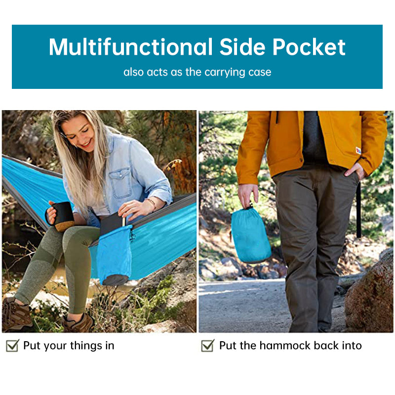 Light double nylon camping hammock with straps. Great for trips, beach, yard & garden. - V.I.P Digital Presence