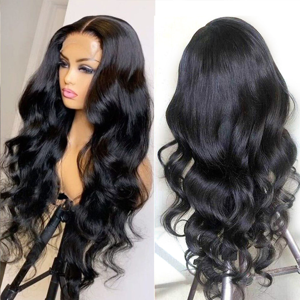 Brown Black Deep Wave Long Hair With Bangs Synthetic Wigs For Women Christmas Heat Resistant Thick Wig Gift - V.I.P Digital Presence