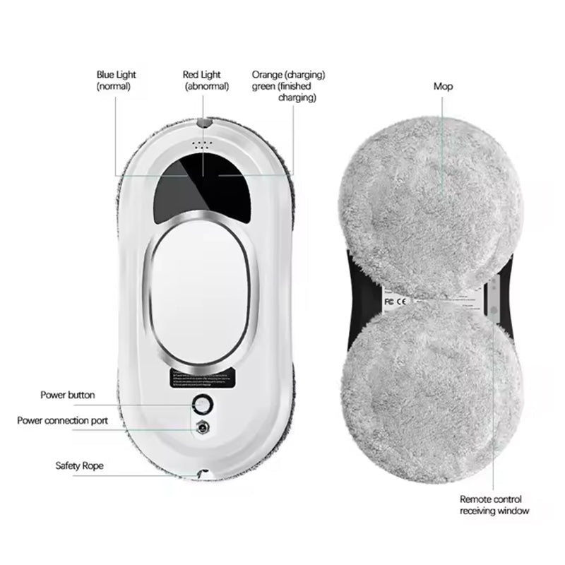 5600Pa Smart Window Cleaning Robot Auto-Guided, Remote-Controlled Glass Cleaner for Home Use - V.I.P Digital Presence
