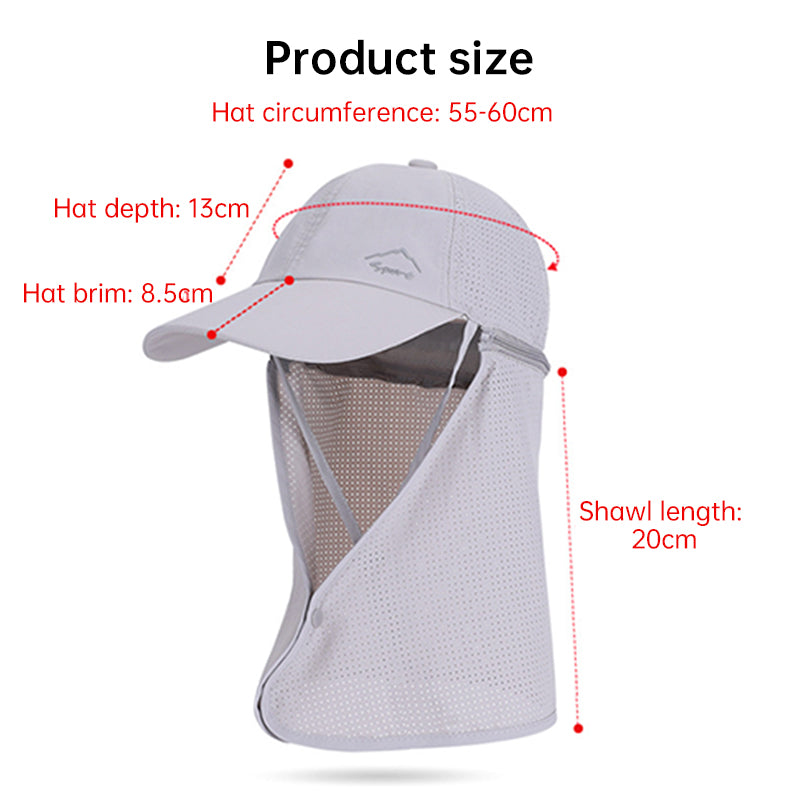 1pc Summer Baseball Cap with Detachable 360° Neck Sun Flap. For men, hiking, fishing, outdoor. - V.I.P Digital Presence
