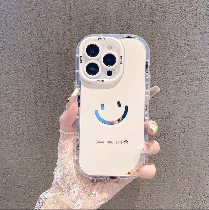 Mirror cream case suitable for Apple 16 Promax phone case with painted smiling face on iPhone 14/13 - V.I.P Digital Presence