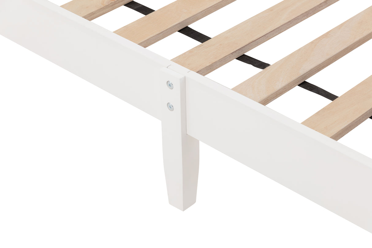 Twin Bed with Column-Decoration Headboard, with Bed Slats,White - V.I.P Digital Presence