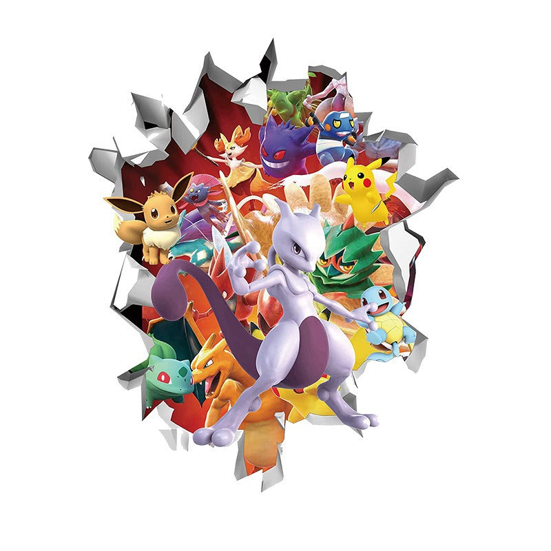 New 3D Pikachu Wall Sticker Pok é mon Wallpaper Self adhesive Cartoon Graffiti Anime Poster Children's Room PVC - V.I.P Digital Presence