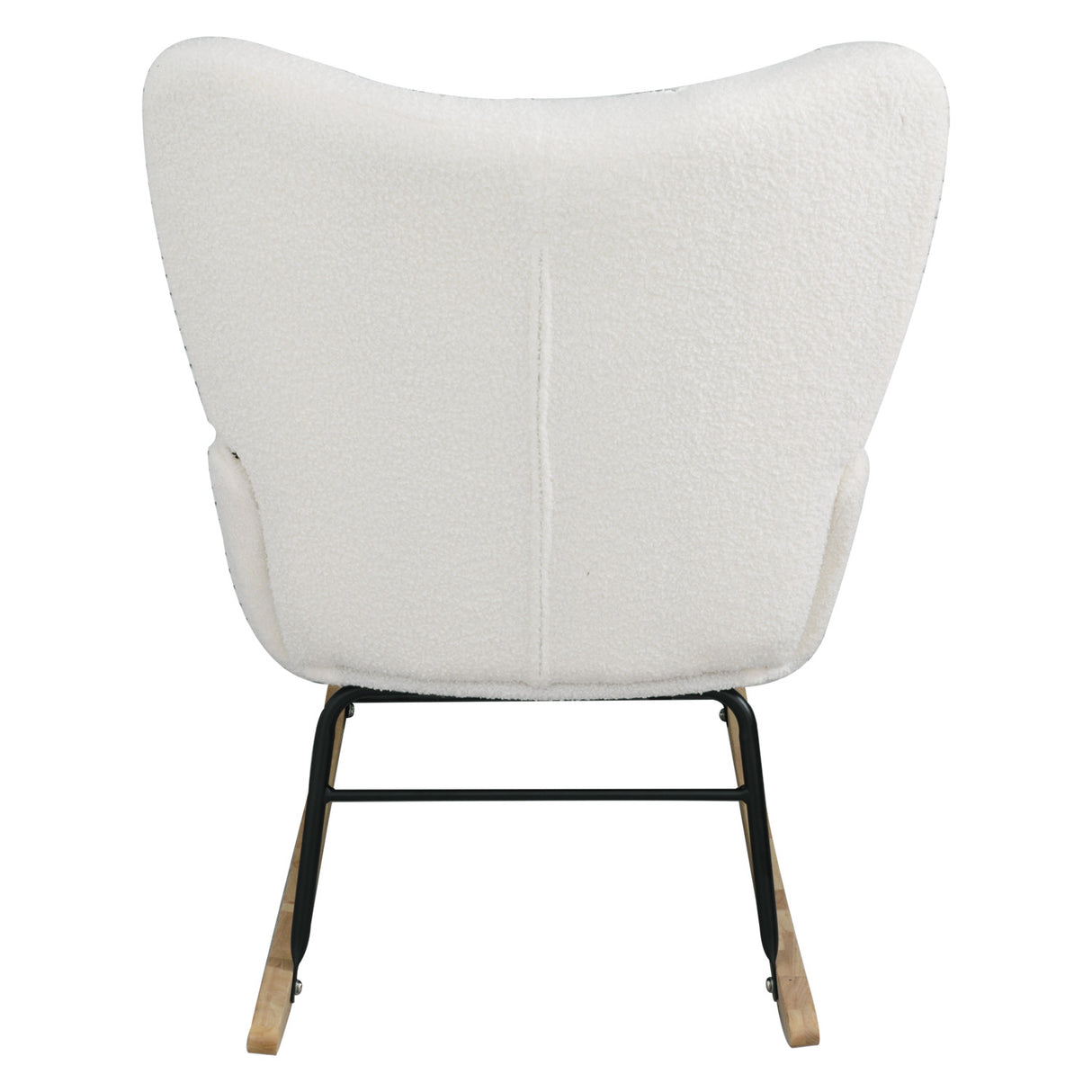 Teddy fabric rocking chair, cushioned rocking chair with high backrest, modern rocking chair, white - V.I.P Digital Presence