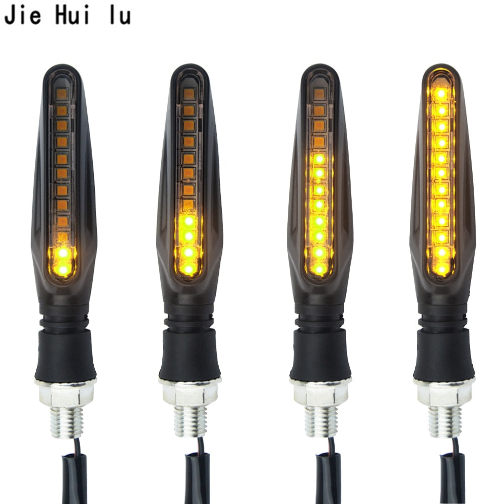 2PCS LED Motorcycle Turn Signals Light 12 SMD Tail Flasher Flowing Water Blinker IP68 Bendable Motorcycle Flashing Lights - V.I.P Digital Presence