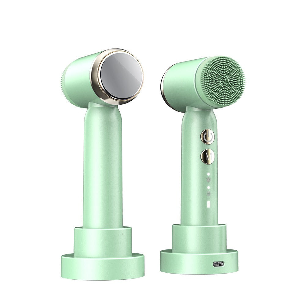 6-In-1 Hot And Cold Facial Cleanser Display Cleansing Brush Ultrasonic Facial Cleanser Pore Cleaning Silicone Beauty Instrument - V.I.P Digital Presence