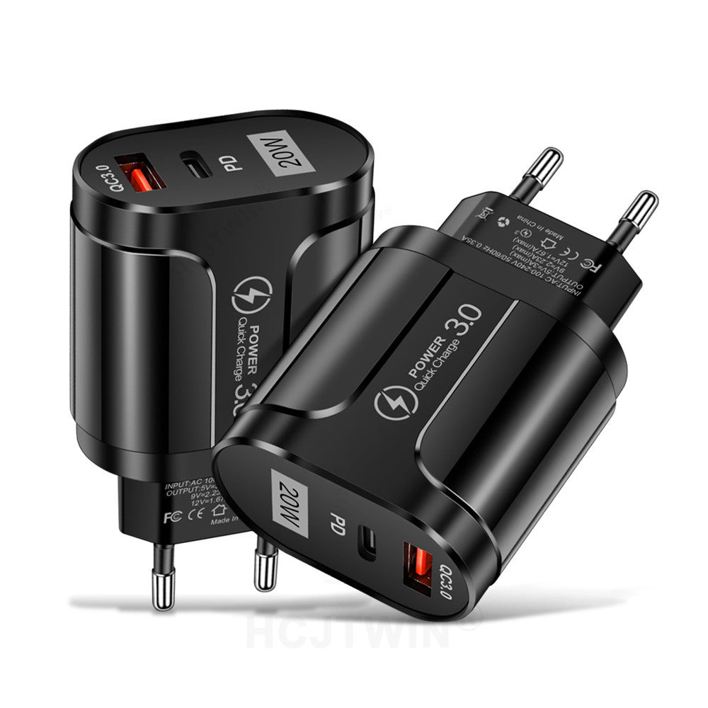 PD20W Mobile Fast Charging Charger 5V4A US, European, and British Standard Speed Matching Device PD+QC3.0 Travel Charging Head - V.I.P Digital Presence