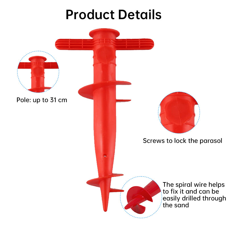 Plastic Adjustable Umbrella Base, Sun, Beach, Terrace, Sand, Ground Fixing Tools (Anchor Bracket, Spiral Tool, Tip Part), 1 Pc - V.I.P Digital Presence