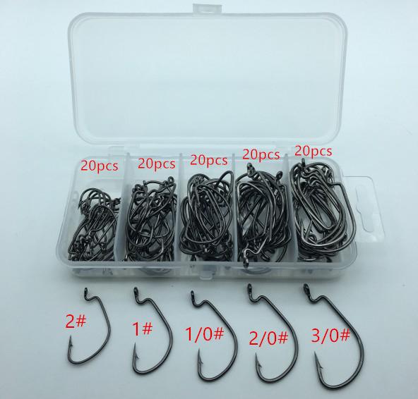 Rompin 100pcs/box High carbon Steel Fishing Hooks Crank Lead Sharp worm 2# 1# 1/0# 2/0# 3/0# mix size - V.I.P Digital Presence