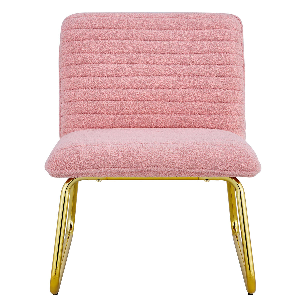 Modern minimalist pink plush fabric single person sofa chair with golden metal legs
